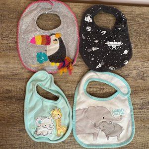 4 Baby Bibs One Size